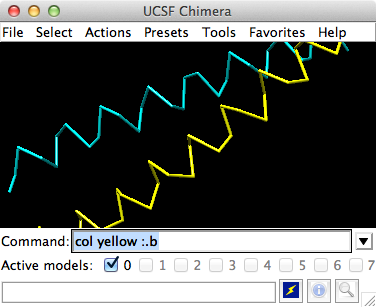 1zik with &alpha;-carbon traces in different colors