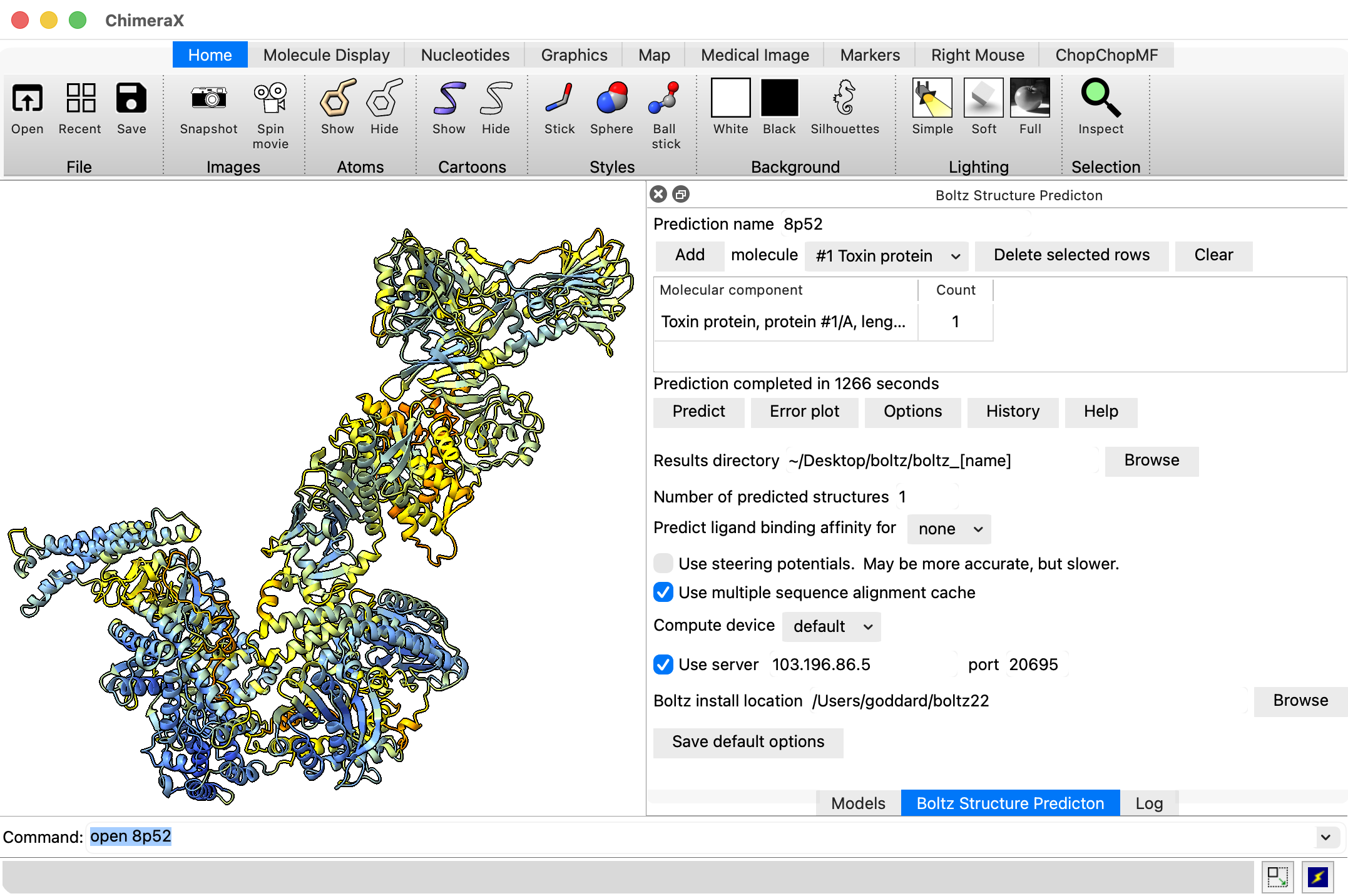 ChimeraX Boltz user interface