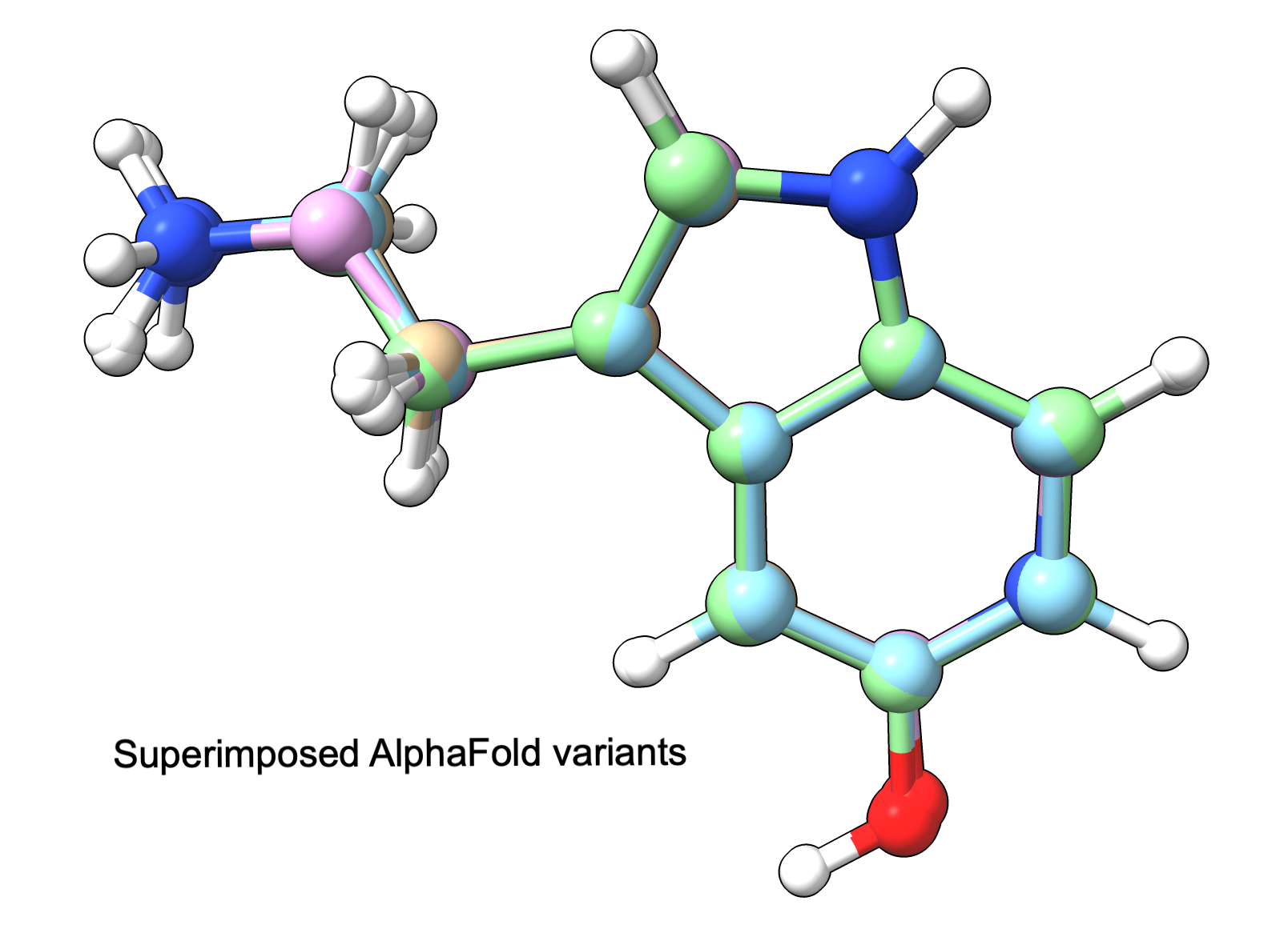 serotonin variants alphafold 3 superimposed