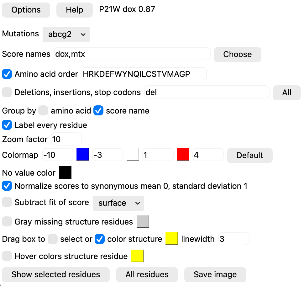 Mutation heatmap options