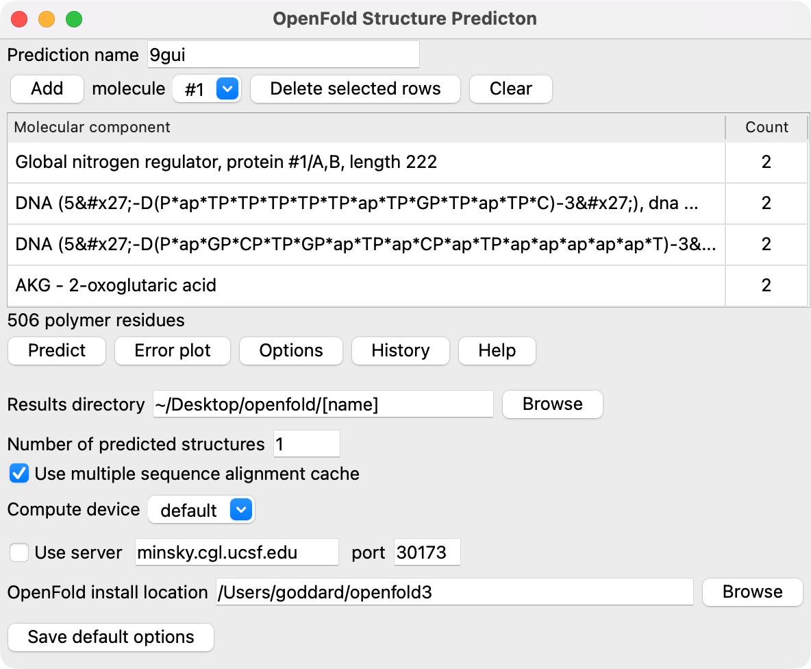 openfold options panel