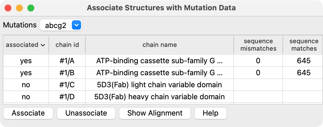 mutation structure association dialog